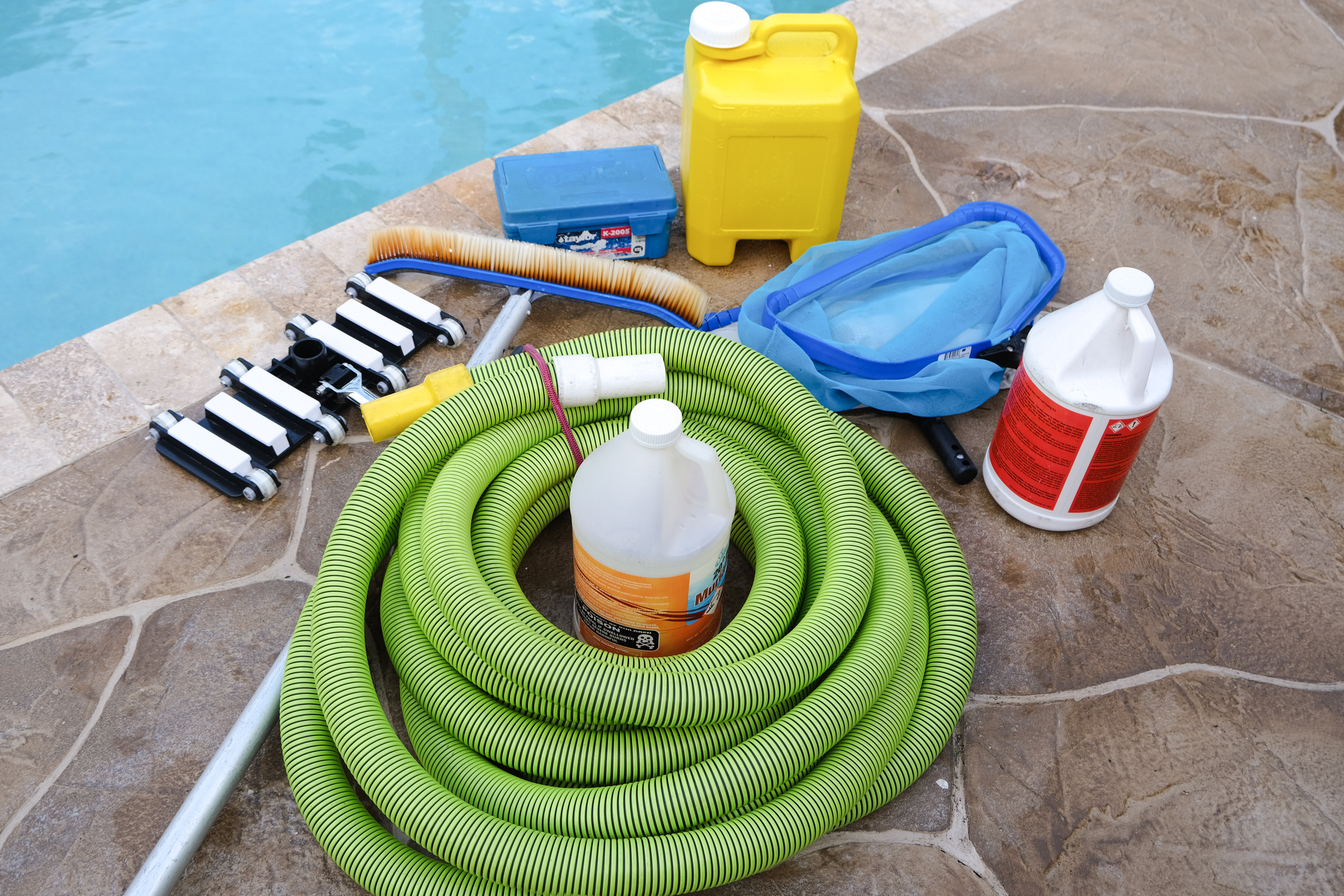 Pool tools and chemicals